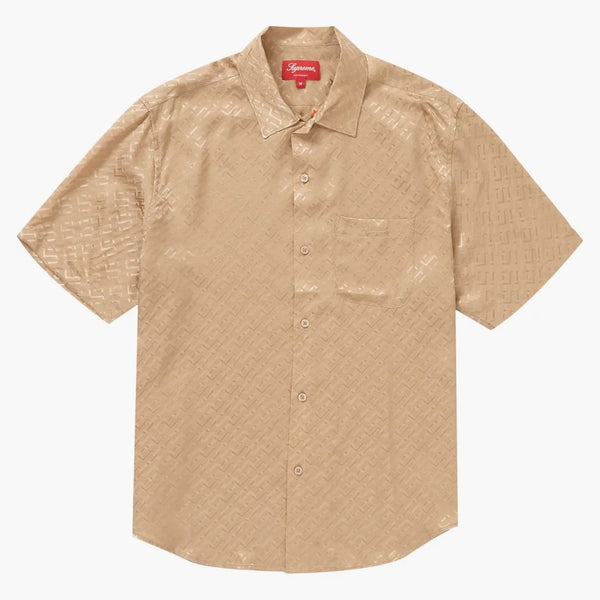 Supreme Tonal Monogram Silk S/S Shirt Tan