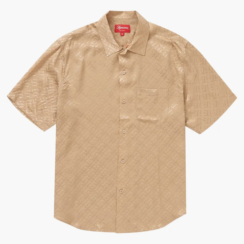 Supreme Tonal Monogram Silk S/S Shirt Tan