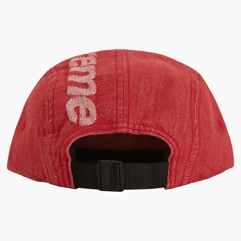 Supreme Top Logo Denim Camp Cap Red