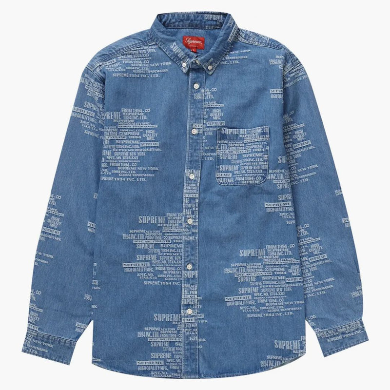 Nejvyšší ochranná známka Jacquard Denim Shirt Washed Blue