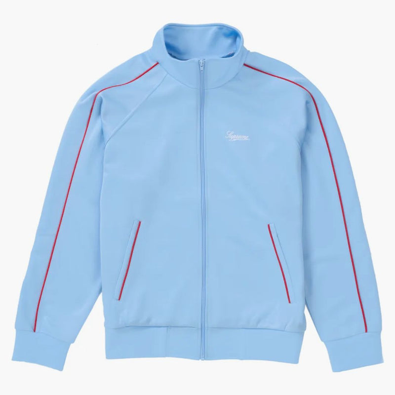 Giacca suprema della pista tricot azzurro