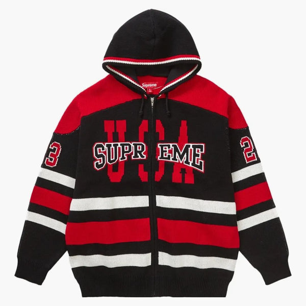 Supreme Usa Zip Up Hooded Sweater Black