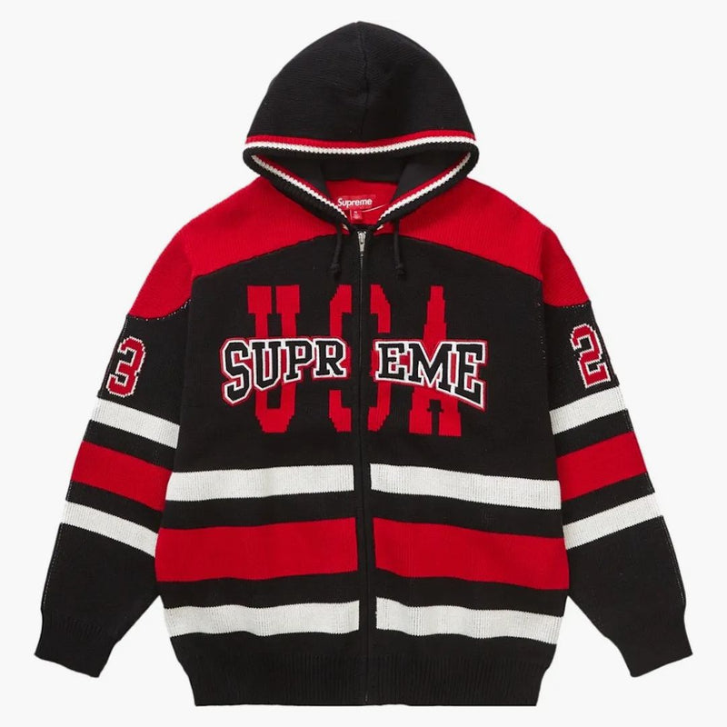 Supreme USA zip up hooded tröja svart