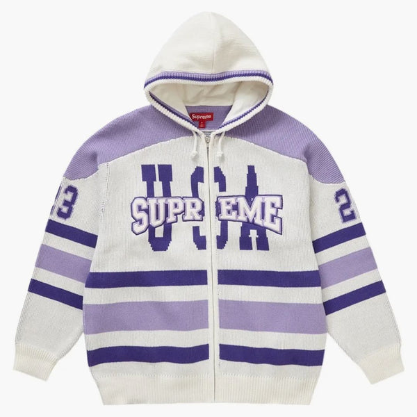 Supreme USA Zip Up Hooded Sweater White
