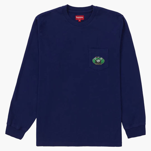 Supreme vampire Boy L/S Pocket Tee Washed Navy