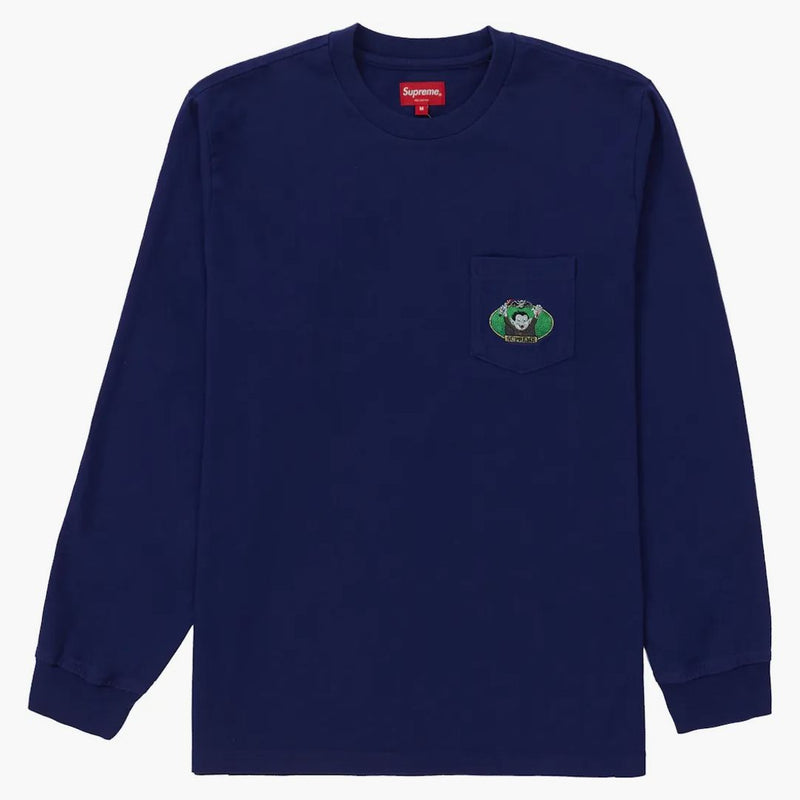 Supreme vampire Boy L/S Pocket Tee Washed Navy