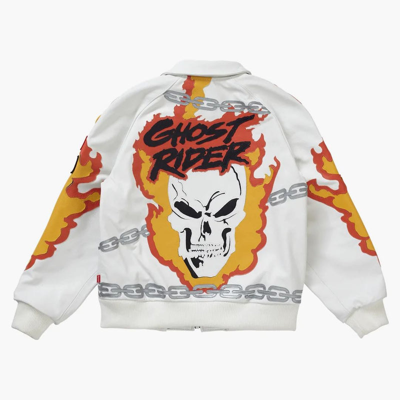 Supreme Vanson Leathers Ghost Rider Jacket White