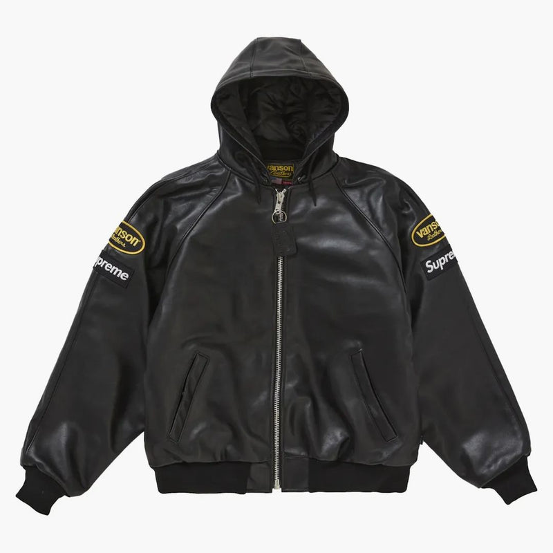 Supreme Vanson Leathers Hooded Work Jacket Black