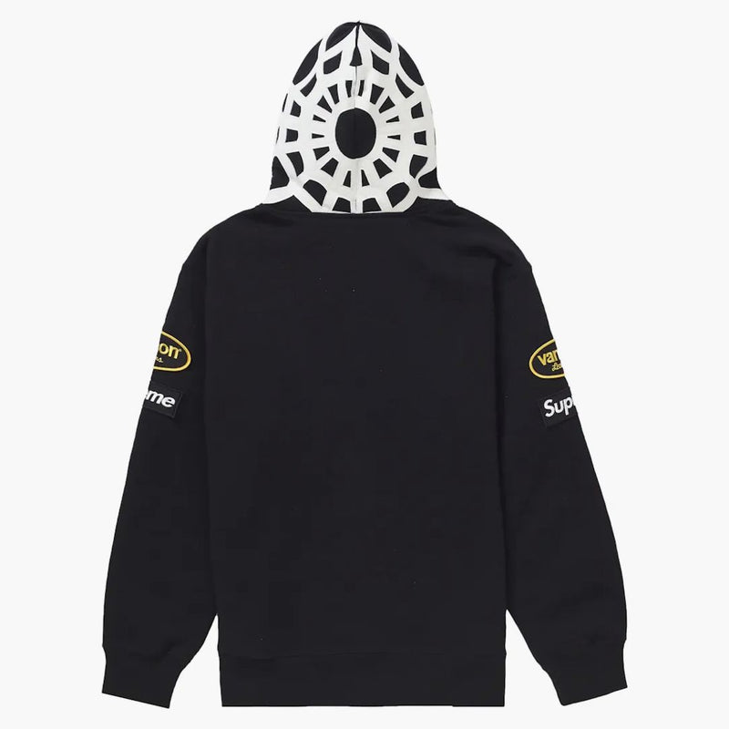 Nejvyšší Vanson Leathers pavouk na zip Up Hooded Mikina černá