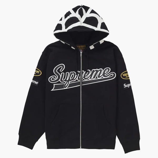 Nejvyšší Vanson Leathers pavouk na zip Up Hooded Mikina černá