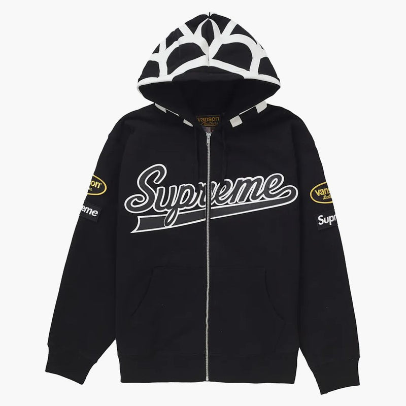 Nejvyšší Vanson Leathers pavouk na zip Up Hooded Mikina černá