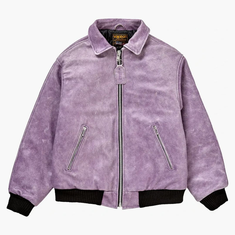 Supreme Vanson Leathers slitna skinnjacka mörk lila