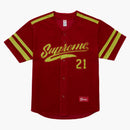 Supreme Velor Baseball Jersey Red