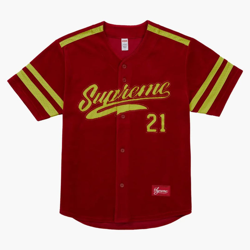 Jersey da baseball supremo velluto rosso