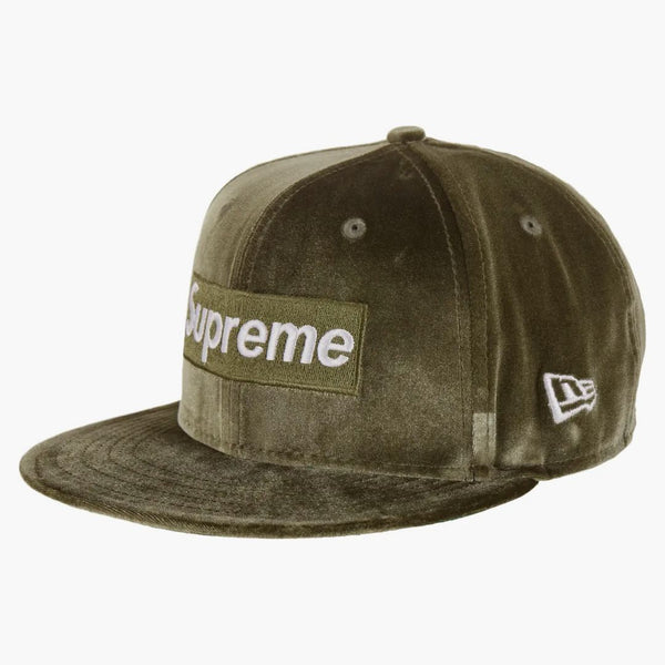 Supreme Velour Box Logo New Era Olive
