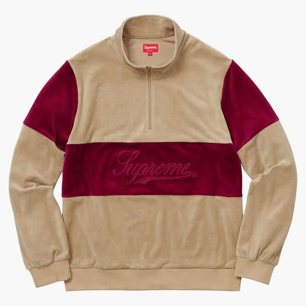 Supreme Velour Half Zip Pullover Khaki