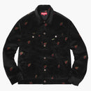 Supreme Velvet Trucker Jacket Black Sacred Hearts