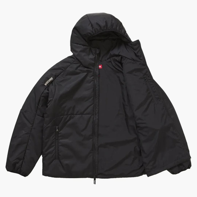 Giacca con cappuccio isolata suprema di Windstopper Nera