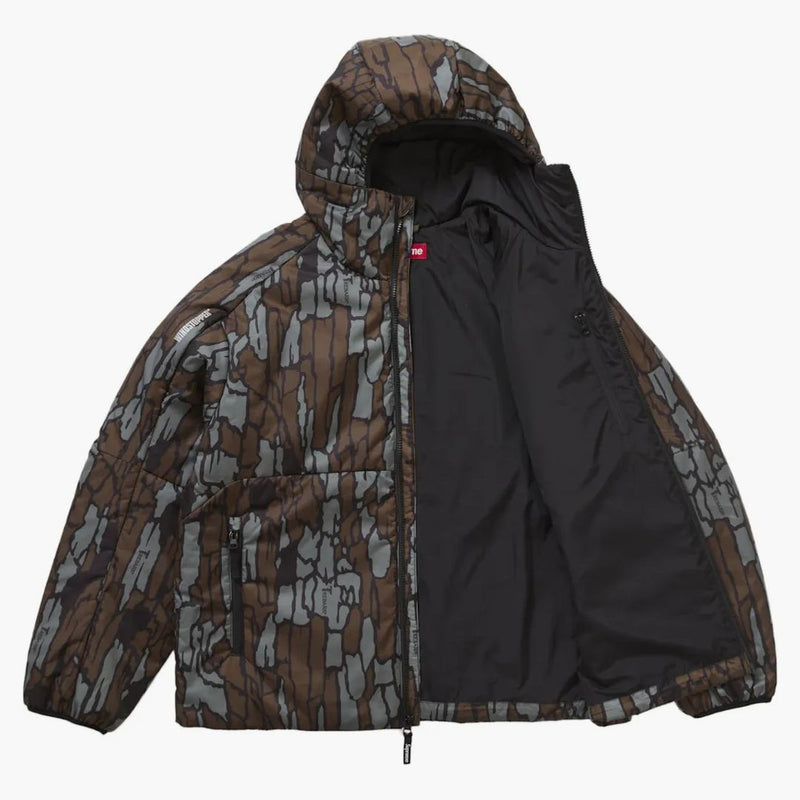 Nejvyšší Windstopper izolovaná bunda s kapucí Mossy Oak Trebark Camo