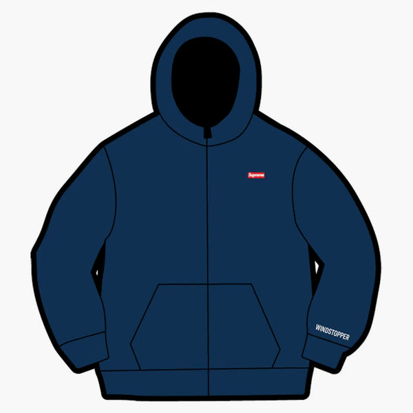 Supreme Windstopper Zip Up Hooded Sweatshirt Washed Navy