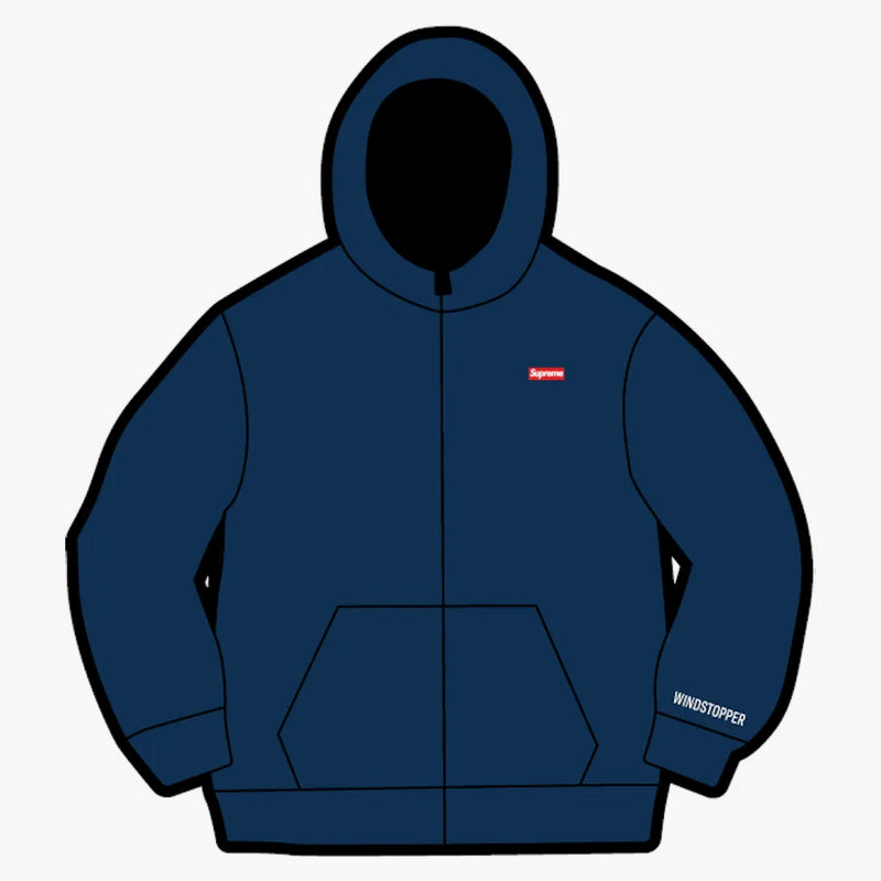 Nejvyšší Windstopper Zip Up Mikina s kapucí Washed Navy