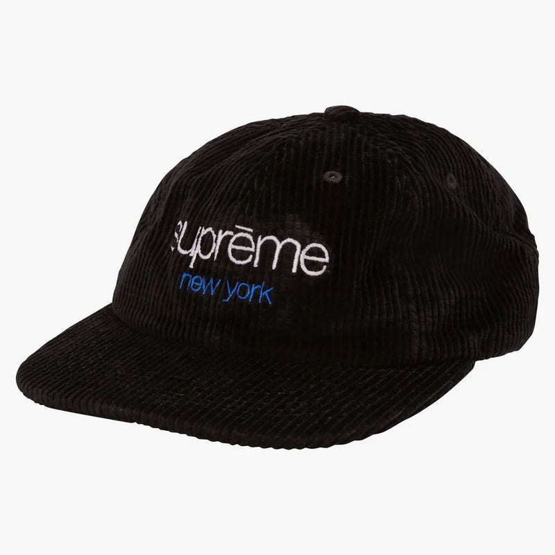 Supreme Waffle Cord Classic Logo 6-Panel Black