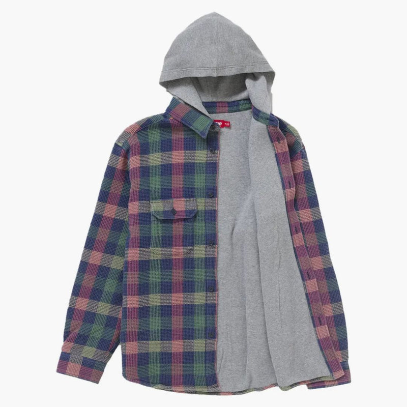 Supreme Waffle Plaid Hooded Shirt Multicolor