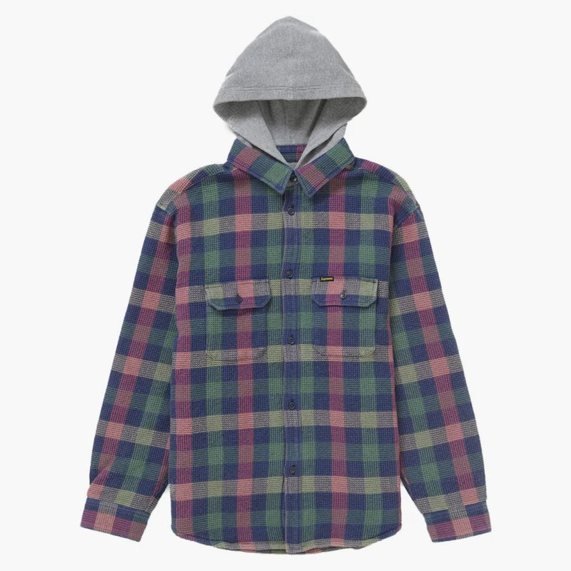 Supreme Waffle Plaid Hooded Shirt Multicolor