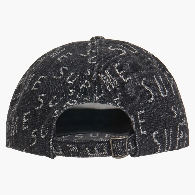Supreme Warp Jacquard Logos Denim 6-Panel Black