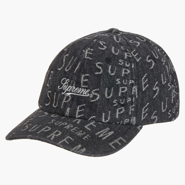 Supreme Warp Jacquard Logos Denim 6-Panel Black