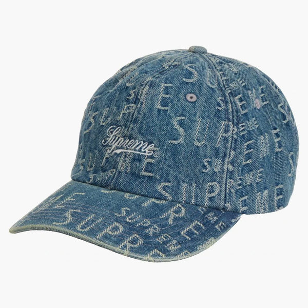 Supreme Warp Jacquard Logos Denim 6-Panel Blue