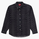 Supreme Warp Jacquard Logos Denim Shirt Black