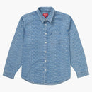 Supreme Warp Jacquard Logos Denim Shirt Blue