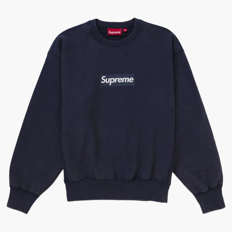 Supreme Washed Box Logo Crewneck Navy