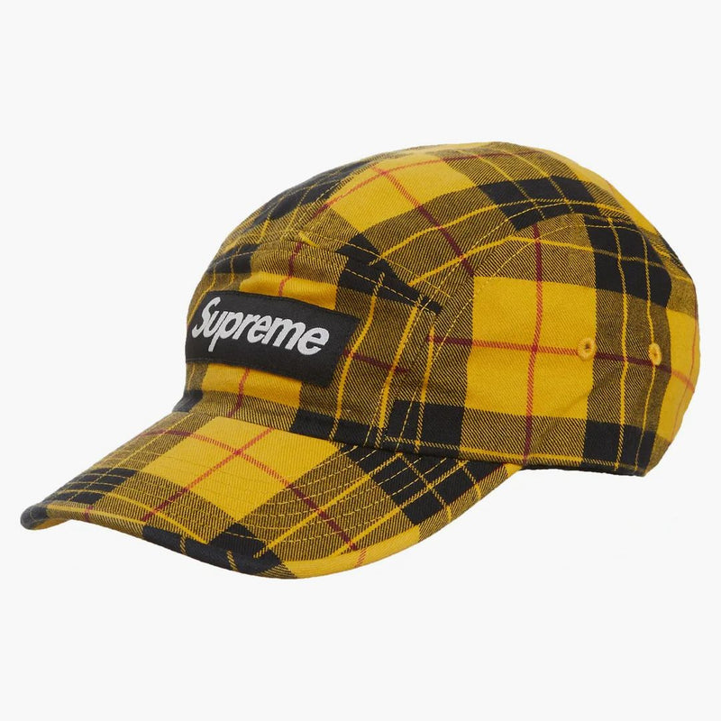 Supreme Washed Chino Twill Camp Cap (fw20) Yellow Tartan