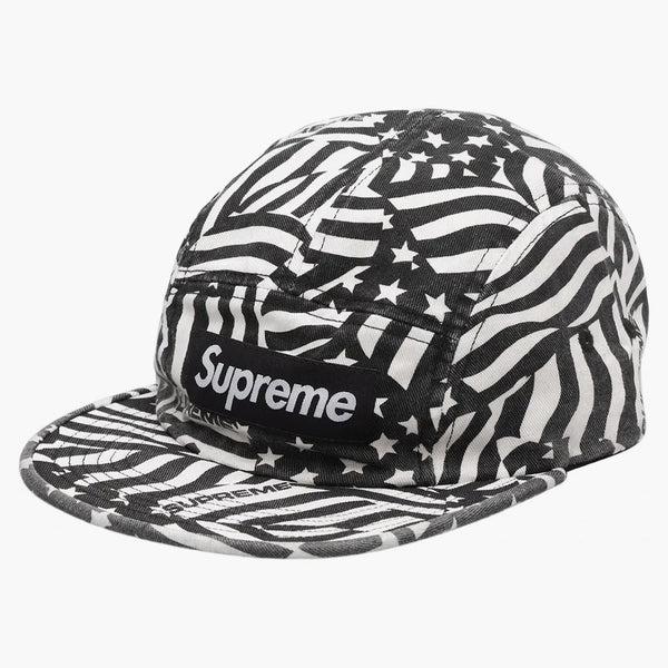 Supreme Washed Chino Twill Camp Cap (ss20) Black Flags