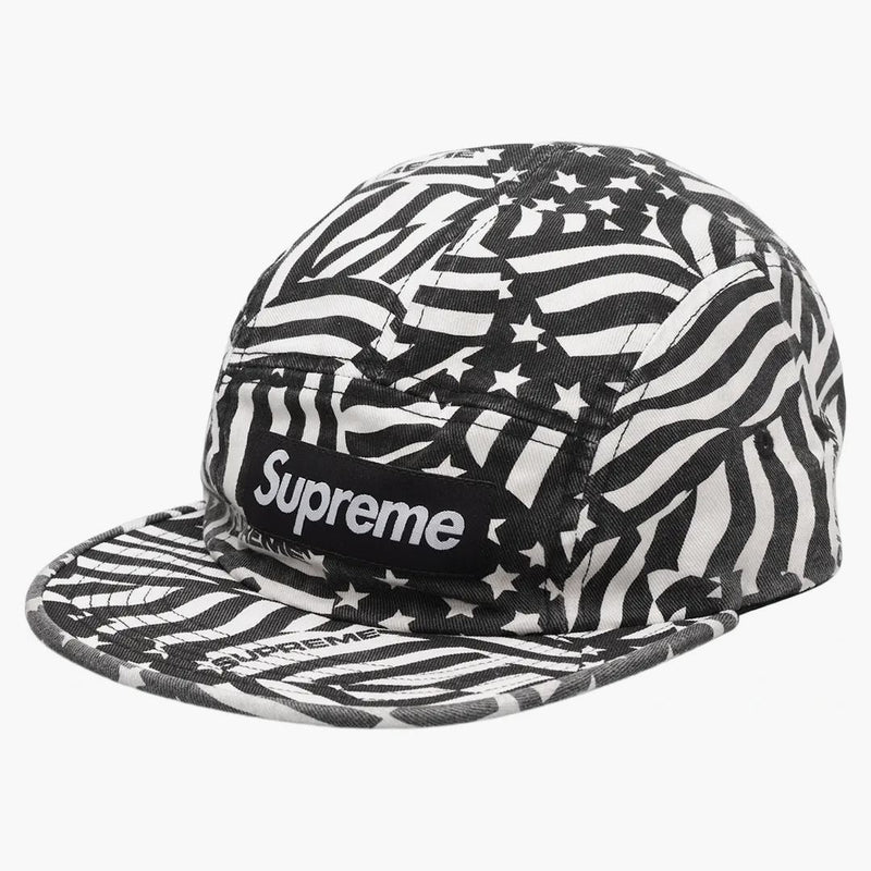 Supreme Washed Chino Twill Camp Cap (ss20) Black Flags