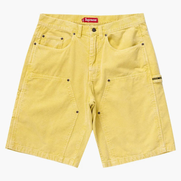 Supreme Washed Corduroy dvojitý malíř kolena krátká žlutá