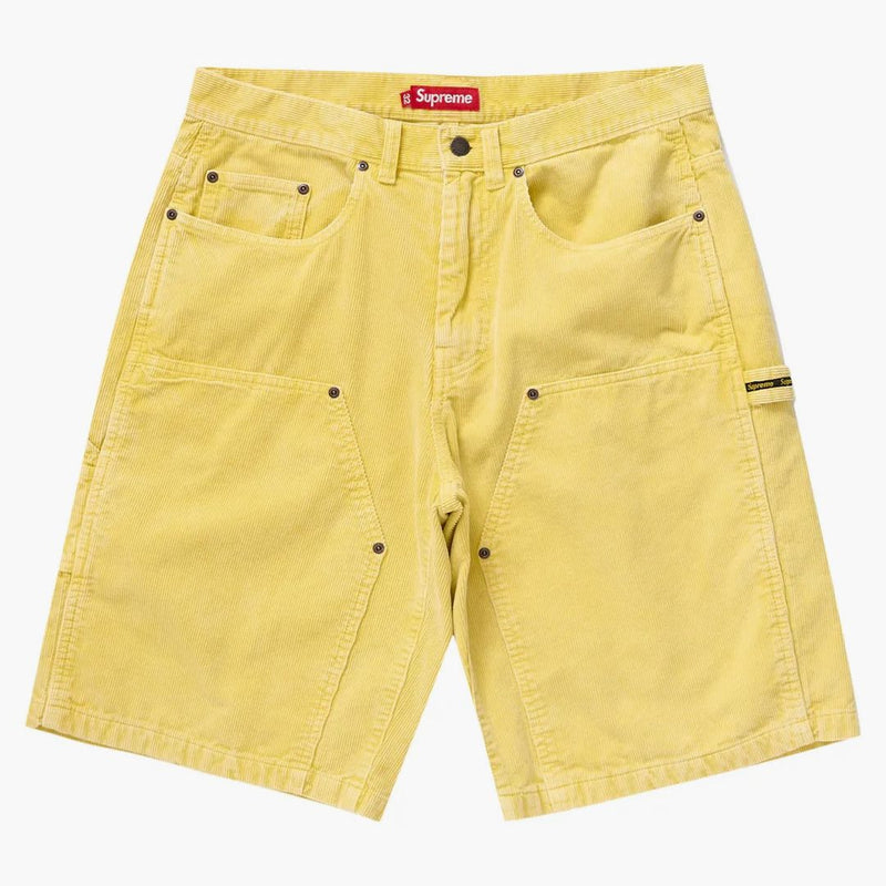 Supreme Washed Corduroy dvojitý malíř kolena krátká žlutá