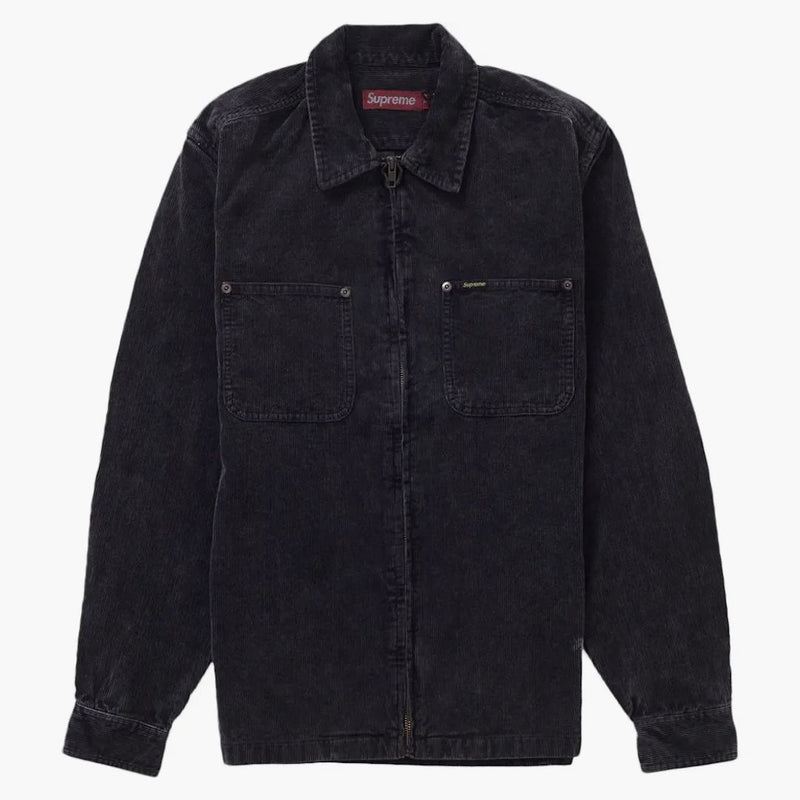 Supreme Washed Corduroy Zip Up Shirt Black