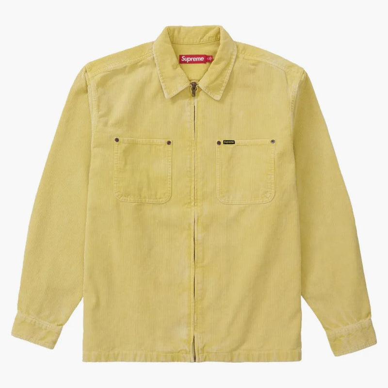 Supreme Washed Corduroy Zip Up Shirt Yellow
