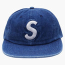 Supreme Washed Denim S Logo 6 Panel Blue