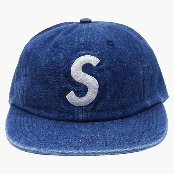 Supreme Washed Denim S Logo 6 Panel Blue