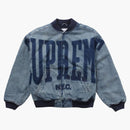 Supreme Washed Knockout Denim Varsity Jacket Washed Blue