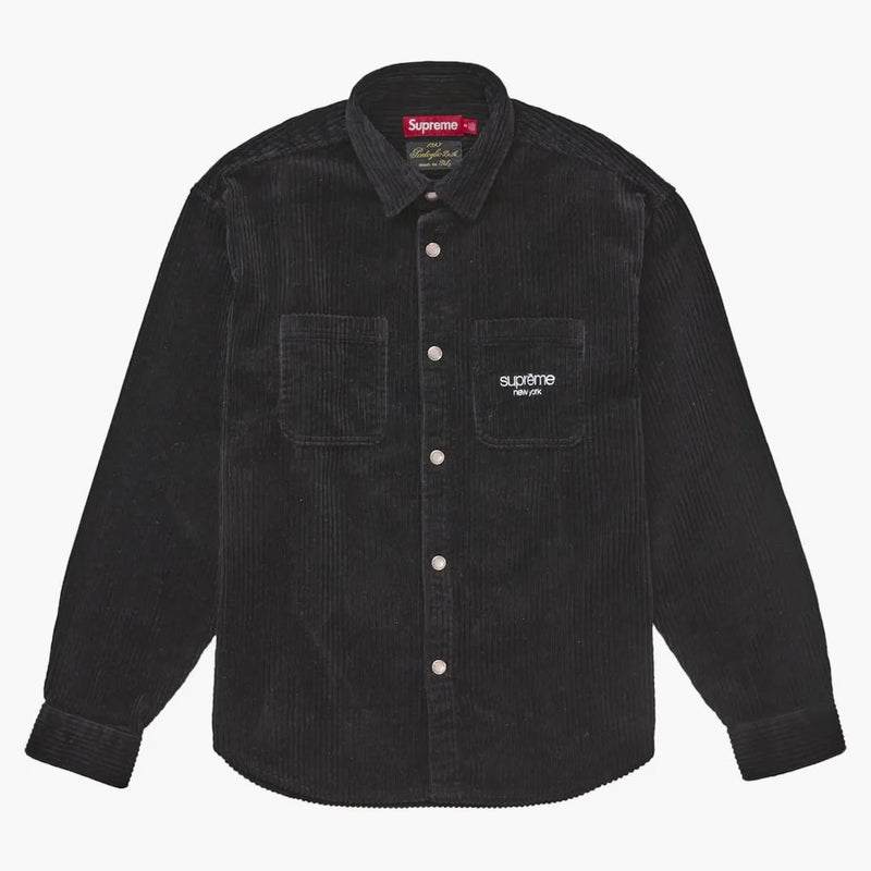 Supreme Wide Wale Corduroy Snap Shirt Black