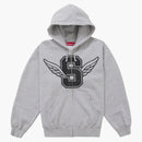Supreme Wings Zip Up Hooded Sweatshirt Heather Grey