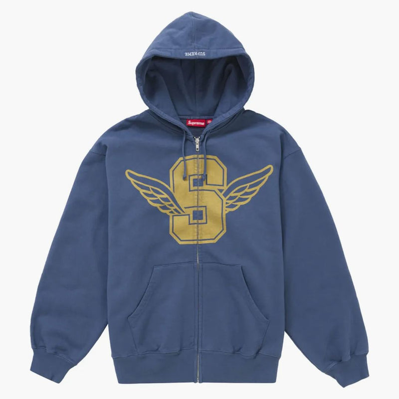 Nejvyšší křídla na zip Up kapucí mikina tmavě modrá