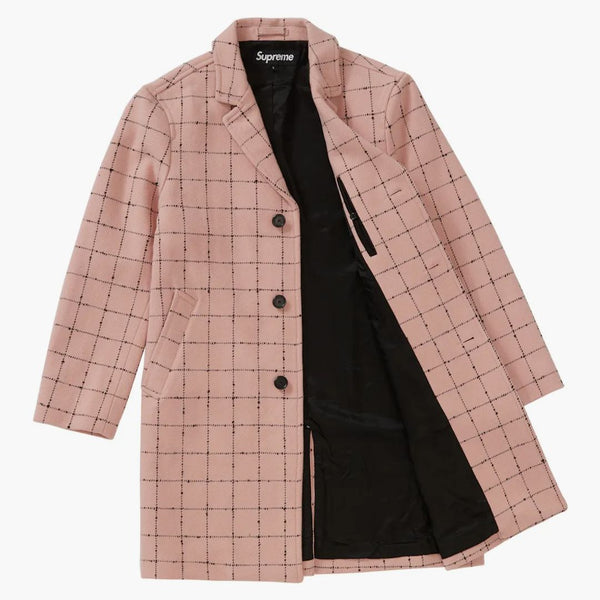 Supreme Wool Window Pane Overcoat ljusrosa