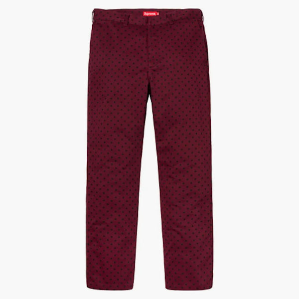 Nejvyšší pracovní kalhoty (FW18) Burgundsko/Black Polka Dot