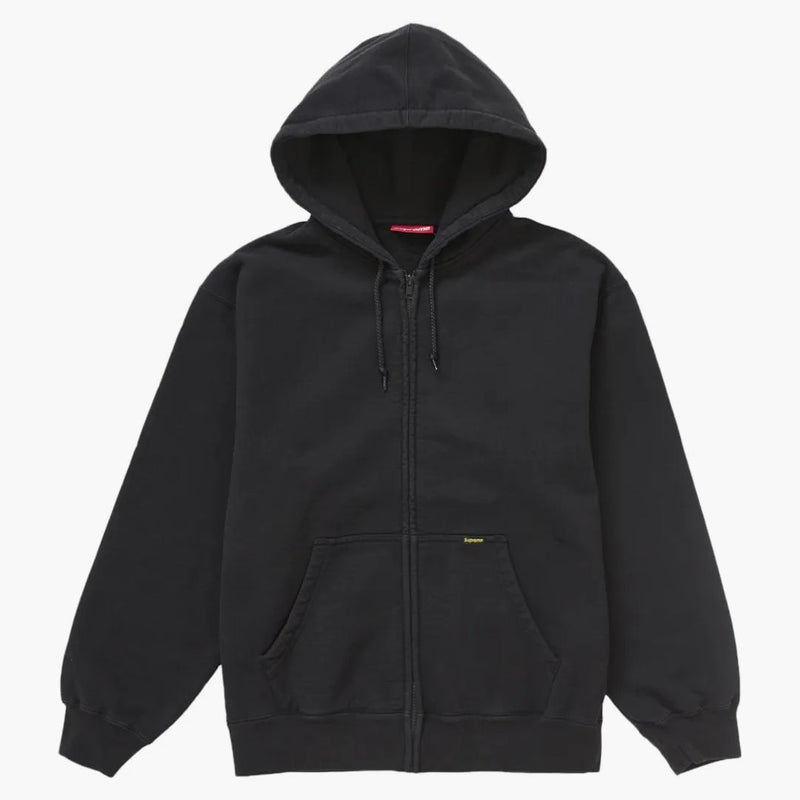 Nejvyšší práce na zip Up Hooled Mikina černá